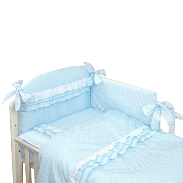 AMY - Lenjerie 3 piese Cu protectie laterala Baby Chic din Bumbac, 120x60 cm, Blue