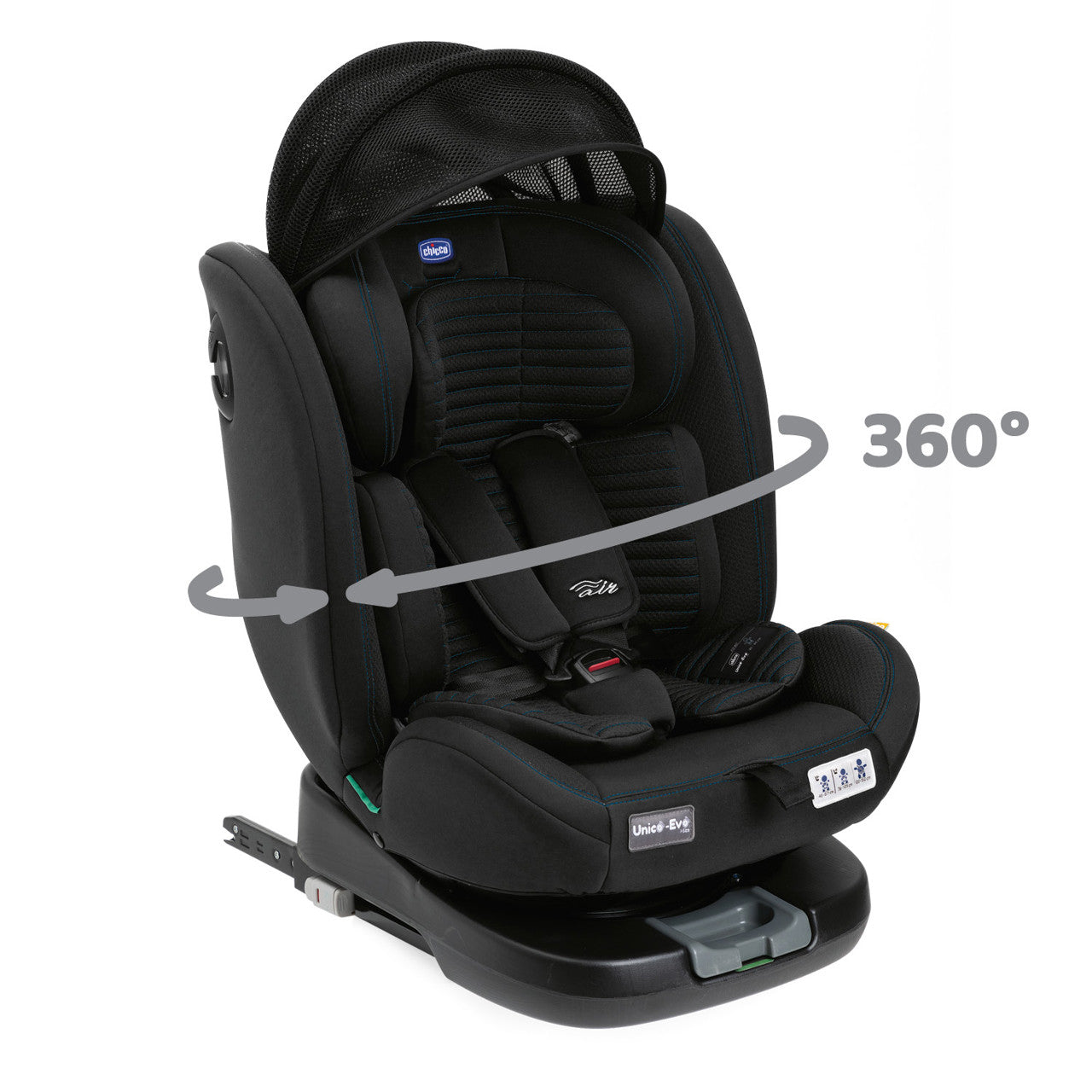 Scaun auto rotativ Chicco Unico EVO i-Size, BlackAir (Negru), de la nastere pana la 12 ani (40-150 cm) - 1 | YEO