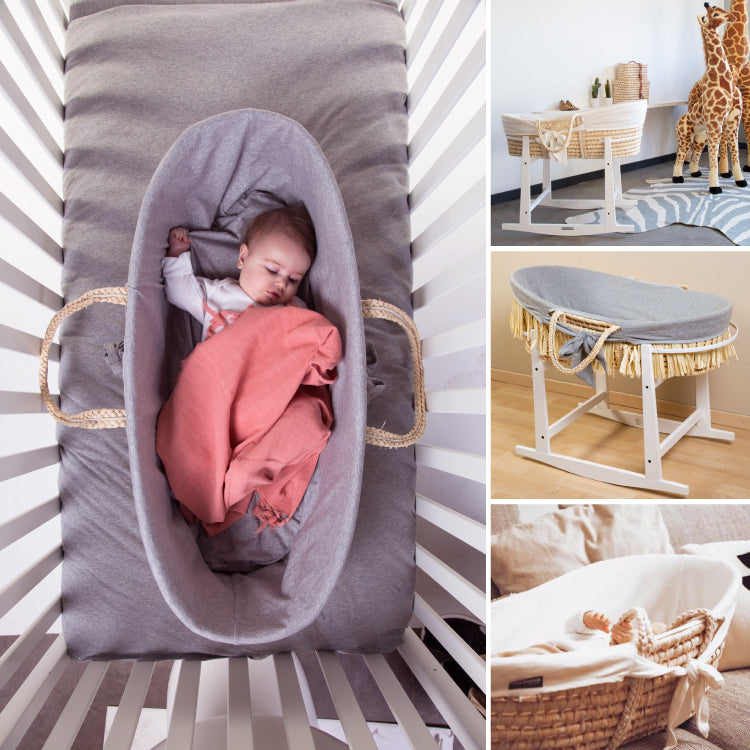 Cos bebe Childhome Moise din coji de porumb si rafie cu saltea, Husa Jerse Leopard - 2 | YEO