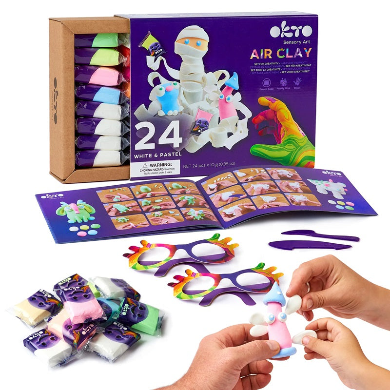 Set de Creatie Air Clay, Okto, 24 culori - White & Pastel - 1 | YEO