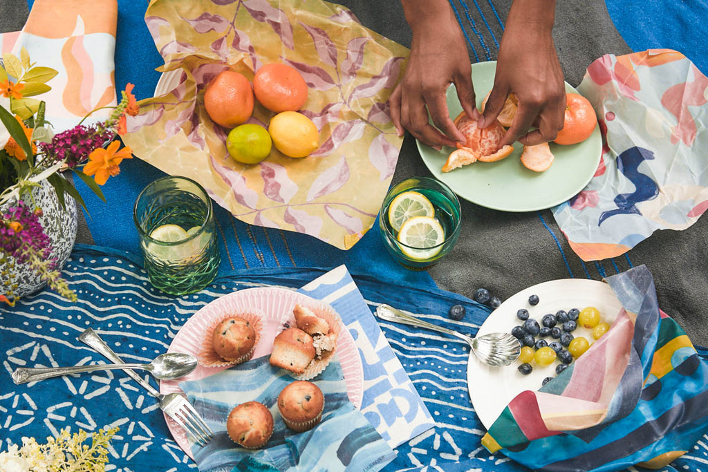 beeswax wraps for eco- picnic, sustainable picnic