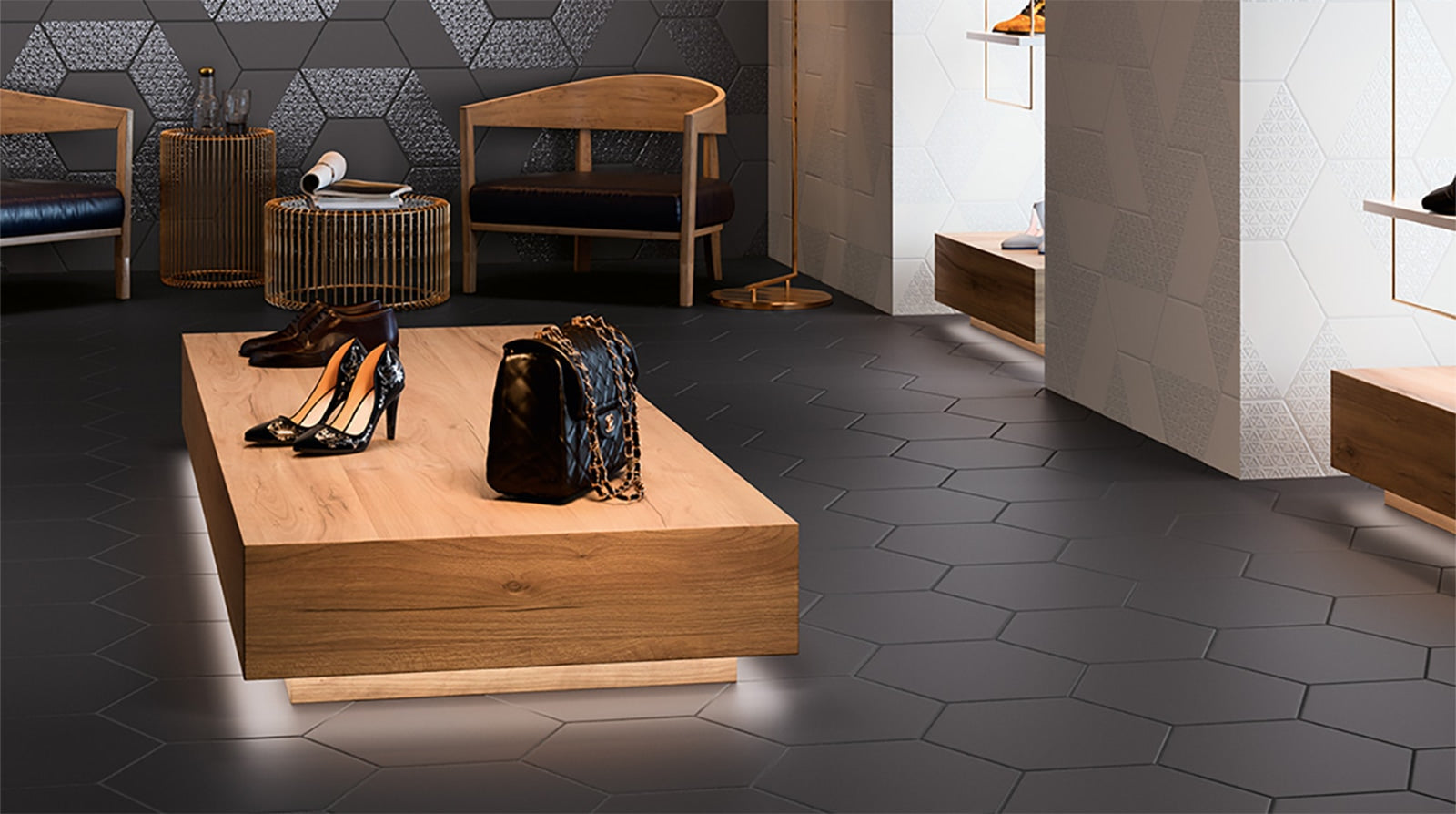 Spark Black Hexagon Matte 11x13 Porcelain Tile