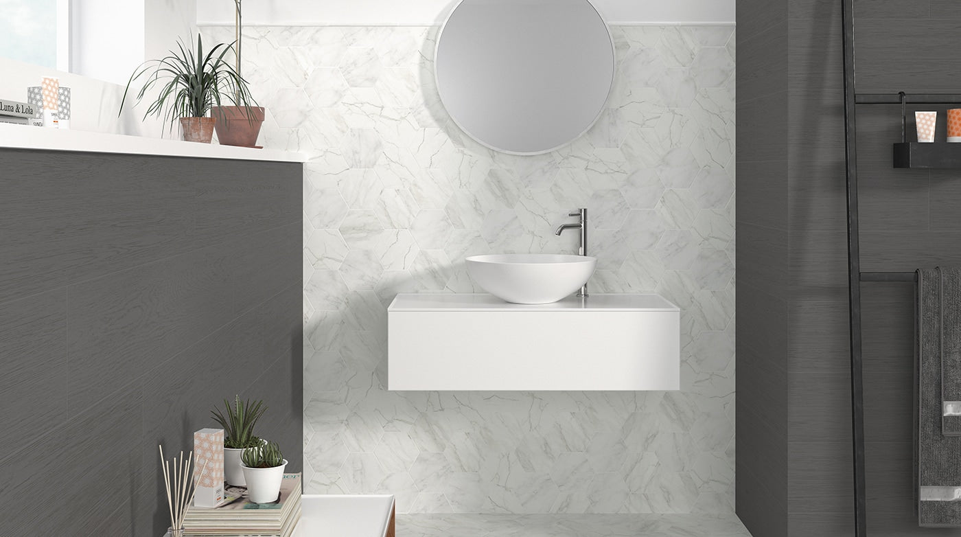 Palermo White Hexagon Matte 6 Porcelain Tile