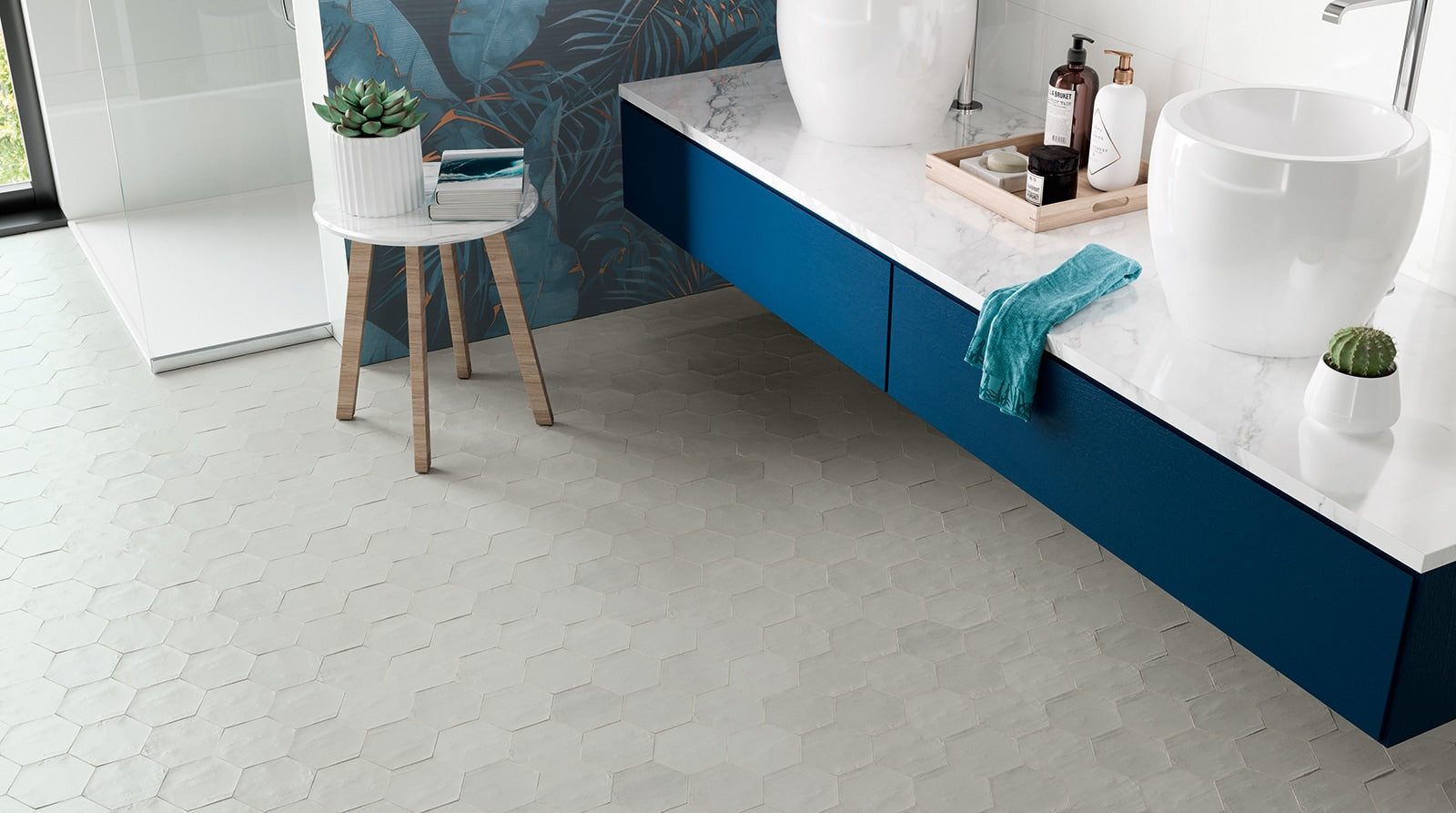 Serenity Silver Hexagon Matte 4 Porcelain Tile