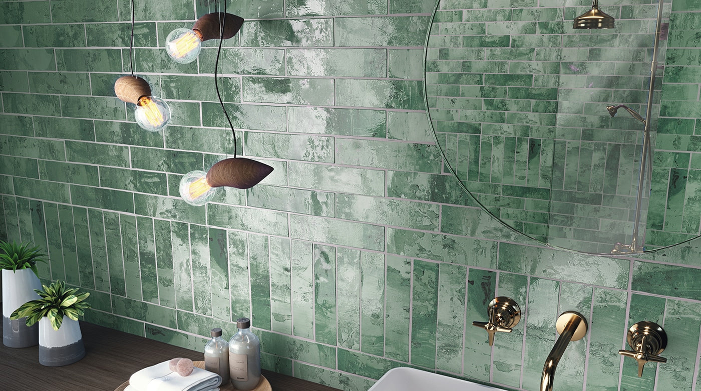 Fabrica Green Glossy 3x12 Ceramic Wall Tile