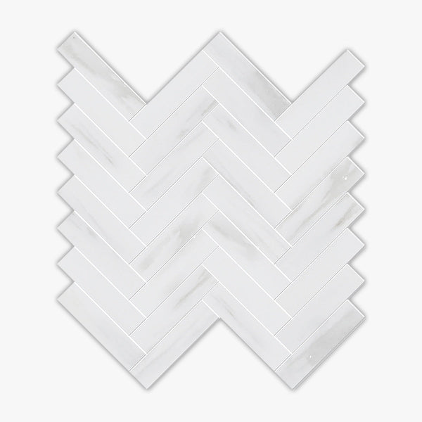 Bianco Dolomiti Honed Herringbone Marble Mosaic