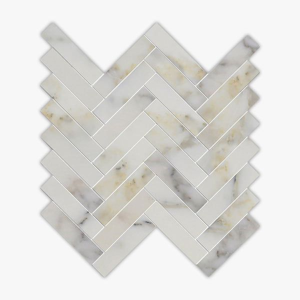 Calacatta Gold Honed Herringbone Marble Mosaic