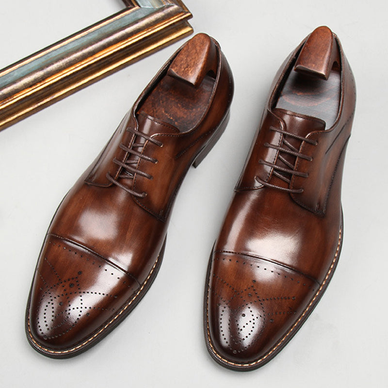 Men's high-end genuine leather exquisite carved leather shoes – bgnie