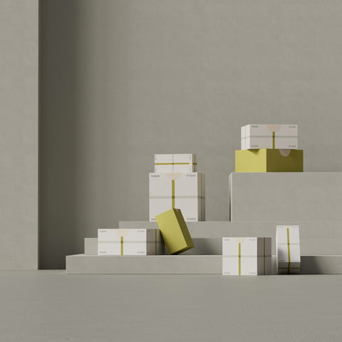 branded packaging boxes styled on a minimalist background