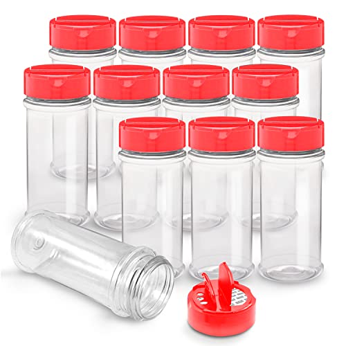 U-Pack 12 pieces of French Square Glass Spice Bottles 6 oz Spice Jars with  Black Plastic Lids, Shaker Tops, and Labels by U-Pack