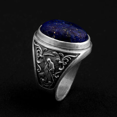 sterling silver azrael lapis lazuli ring