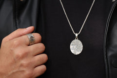 celtic tree of life necklace on the neck of our model, made by theswaf.com
