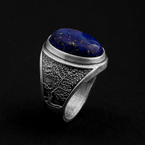 Men Tree Of Life Lapis Lazuli Ring