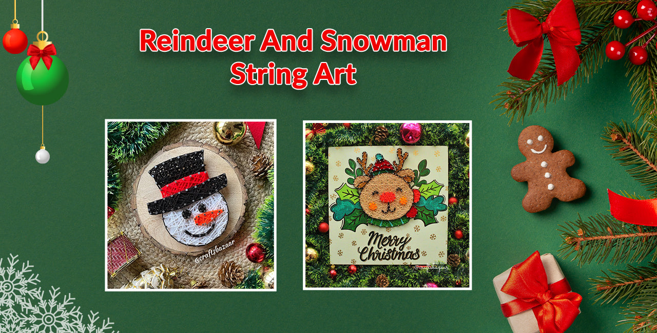 Reindeer And Snowman String Art