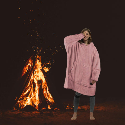 A hoodie blanket for all seasons, for the summer months, and as a layer for warming up by the campfire at a spring picnic!