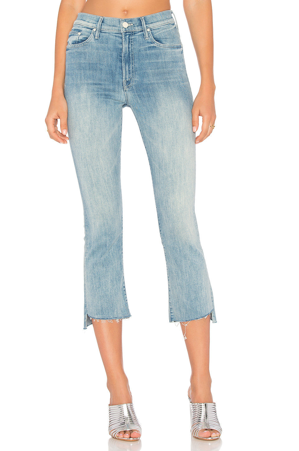 mother denim crop step fray