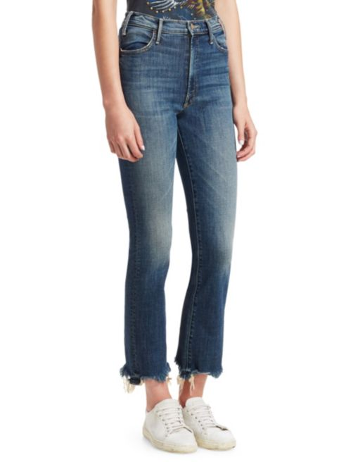 mother the looker ankle step fray jeans