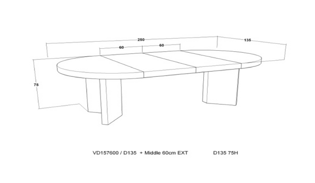 Palermo Circle 135-255 cm med 2 stk illeggsplater (Sort pigmentert eik finèr) - Spisebord -    Classic Living - Lekre møbler og dekor