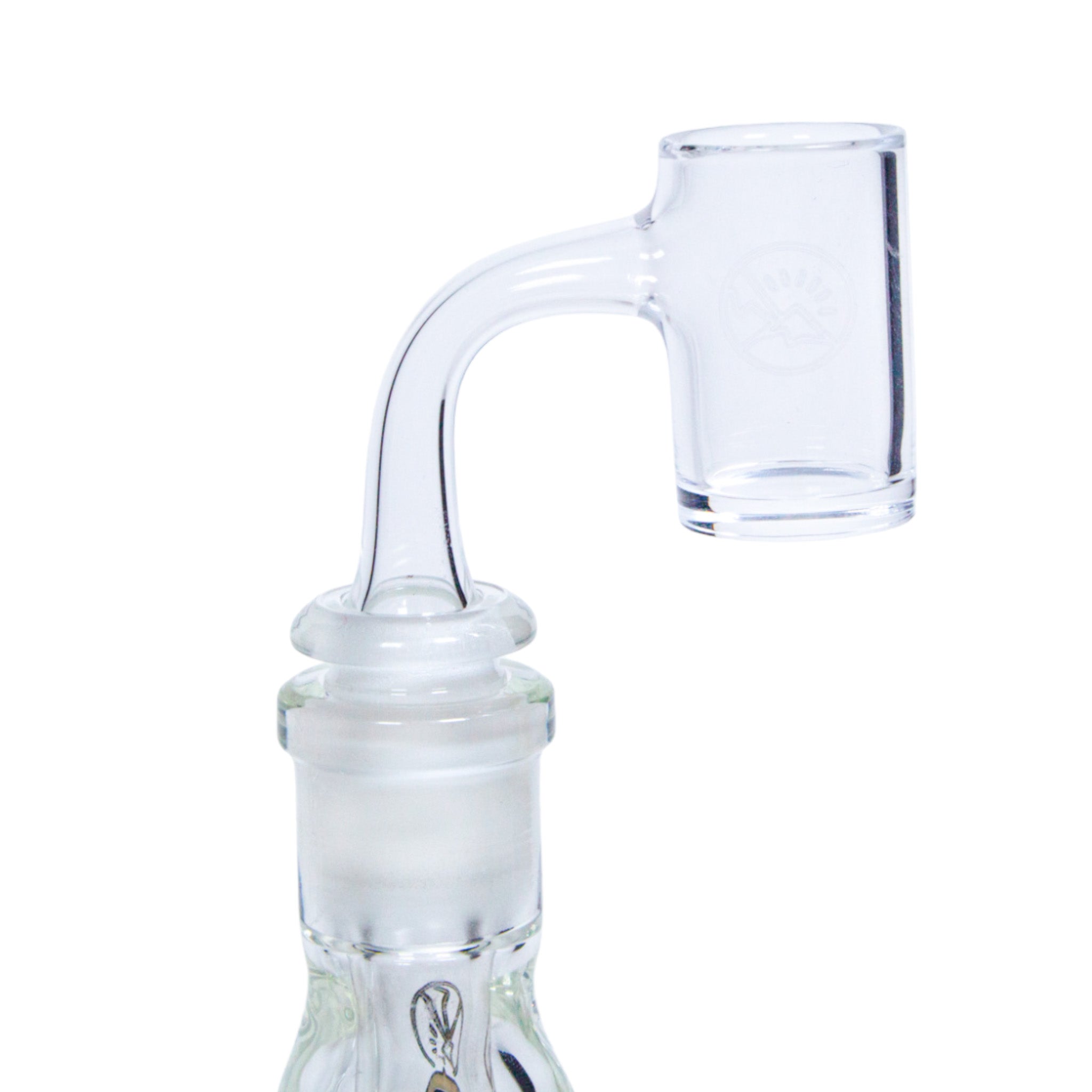 An Oro Beveled Clear Quartz Dab Banger on a Highbanker Modular Water Pipe