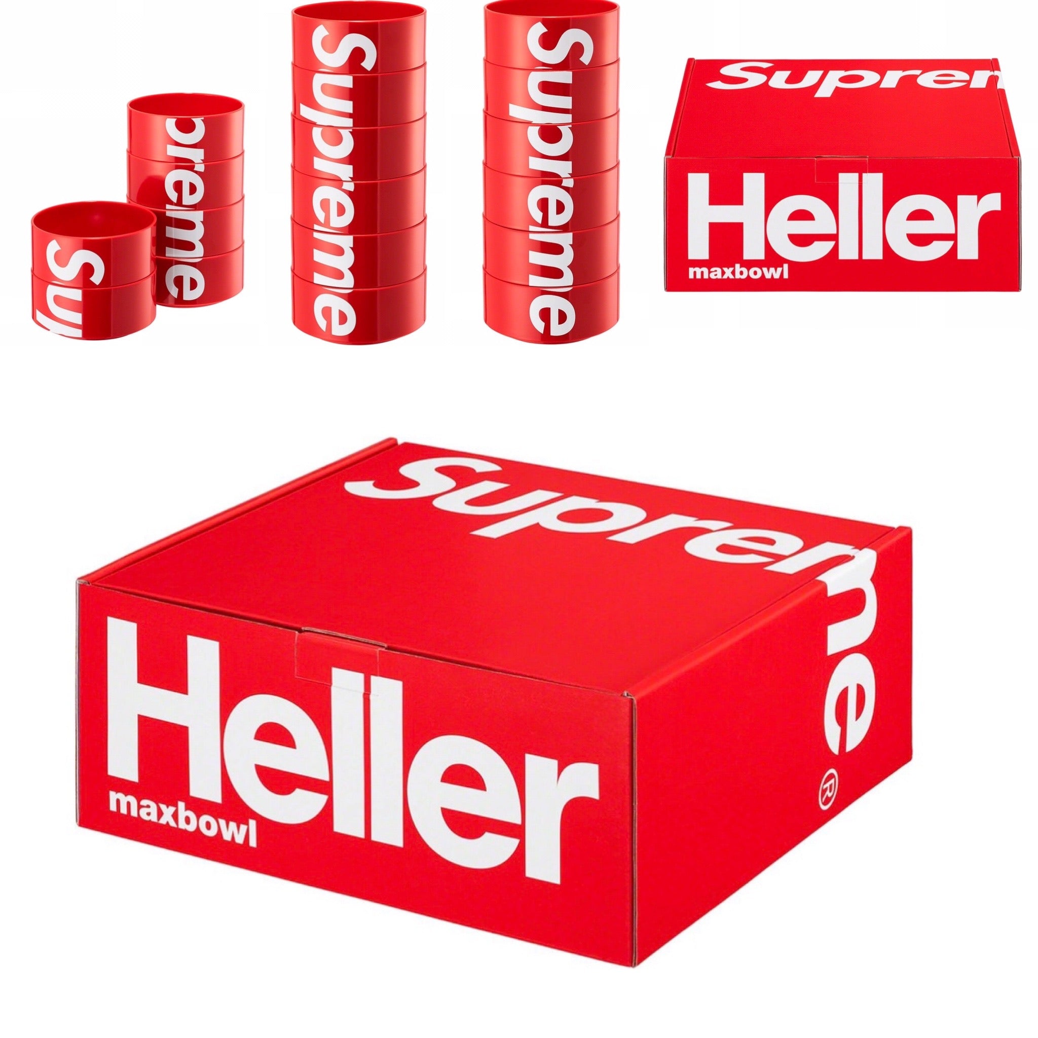 在庫処分・数量限定 Supreme®/Heller Bowls (Set of 6) 白赤セット