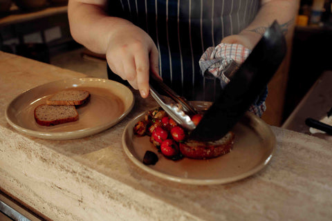 Ortolana chef constructs dish on Lil Ceramics plate