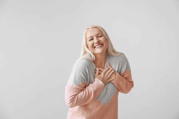 mature woman smiling positively