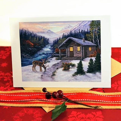 A Christmas-y Greeting Card "Cozy Cabin" by Jeanne Warren