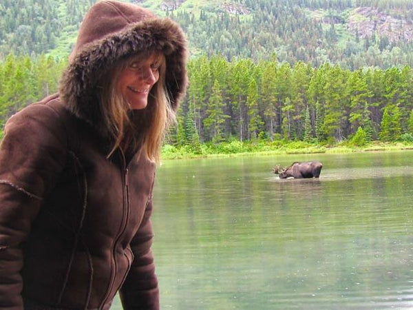  Jeanne Warren observing a trophy bull moose from a safe distance in Montana