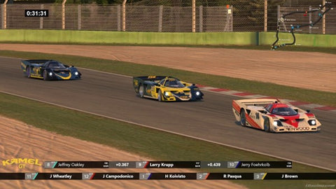 3 cars competing in sim racing eSports 