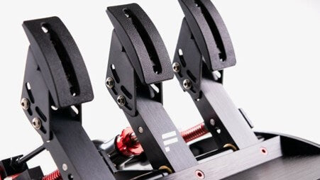 Close up image of sim racing pedals