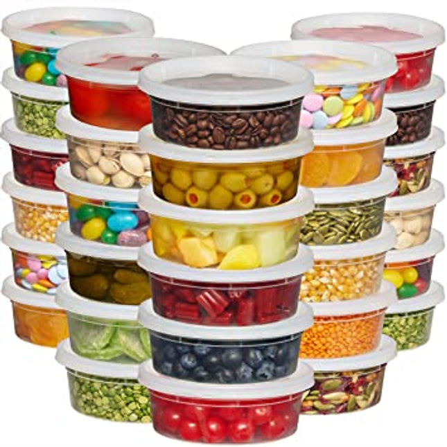 8 oz. 16 oz. 32 oz. Round Microwaveable Deli Container Combo Set (Clea –