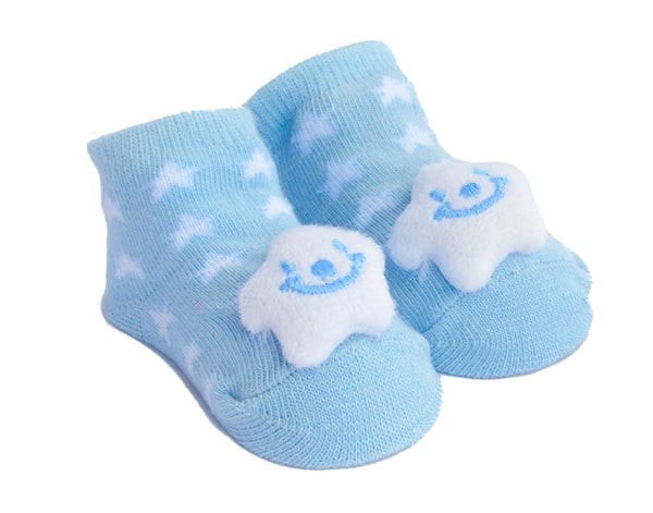 Soft Blue Star Rattle Booties - The Little Baby Shop