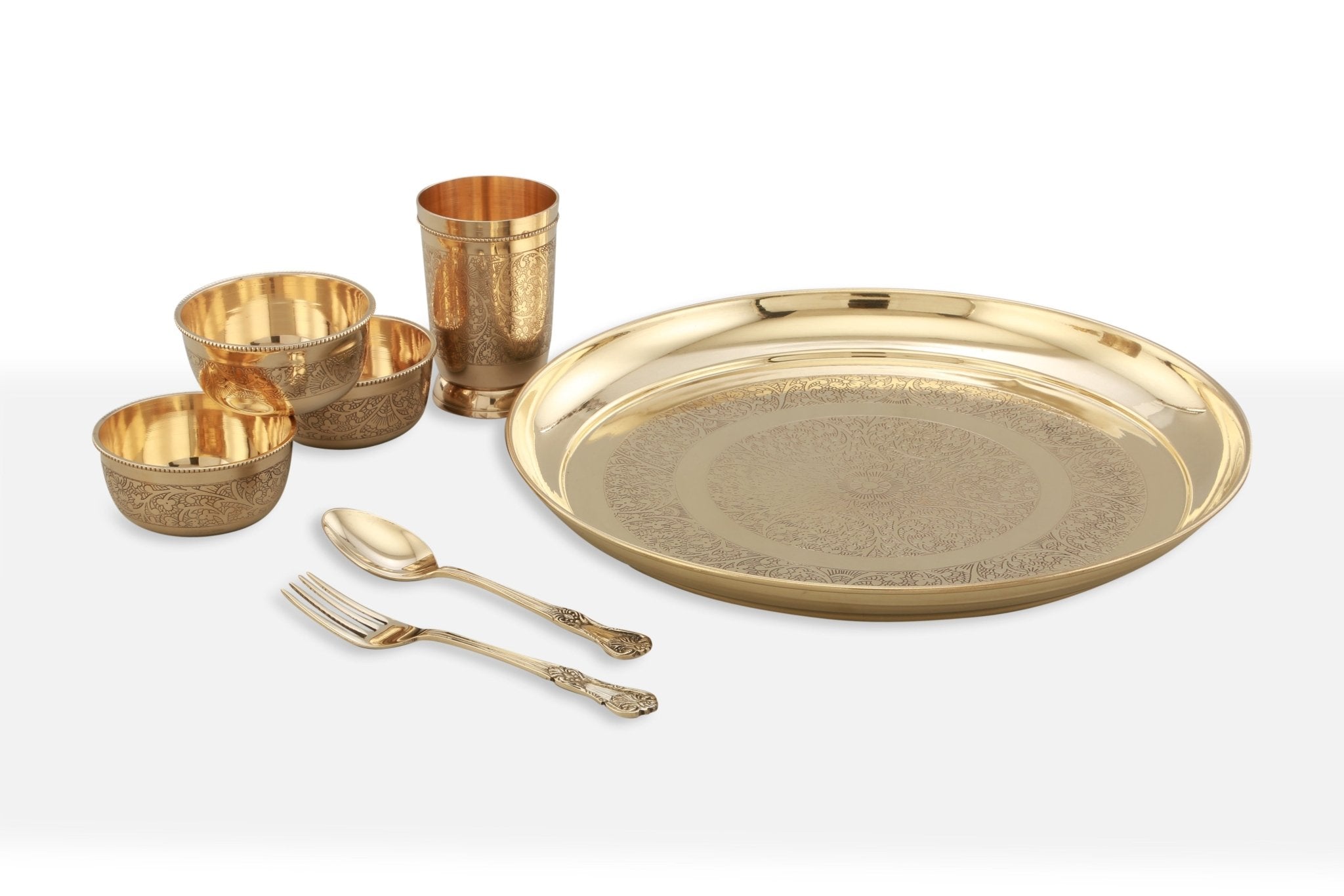 Brass / Pital Dinner Set Online  70 Pieces with Velvet Box – Brass Globe