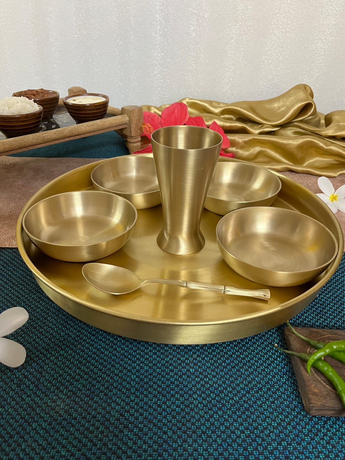 GOLDGIFTIDEAS Brass Nakshi Baby Dinner Set for Home & Kitchen