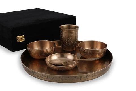 Bronze/Kansa Engraved dinner set - Brass Globe -