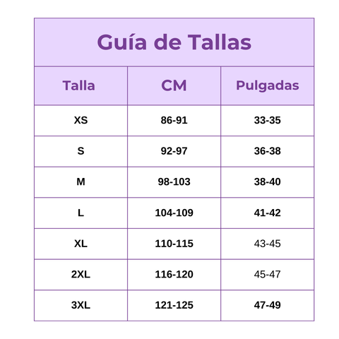 size guide for our menstrual panties