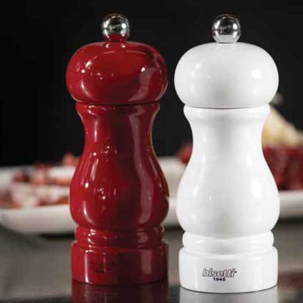 Salt And Pepper Mill Sorrento Beech Wood White Laquered Bisetti