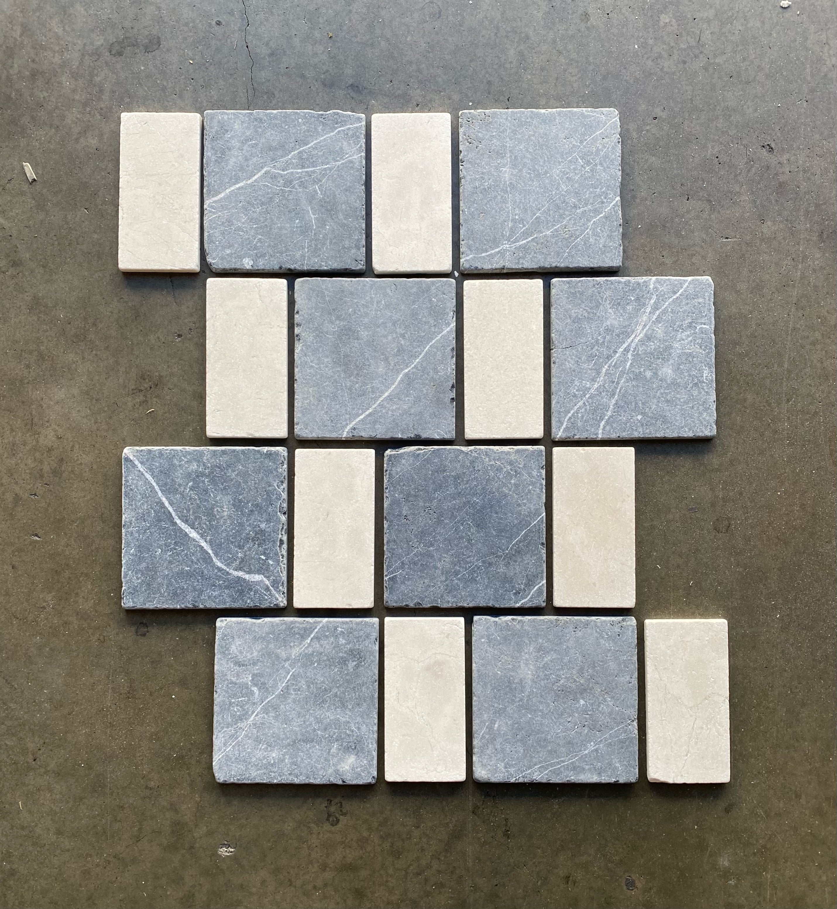 Nero Marquina Tumbled 6" x 6" Floor Tile