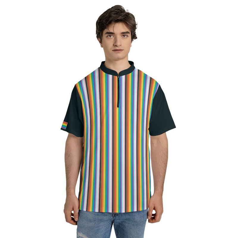 LGBTQ+ Progress Pride Flag Narrow-stripe Bowling Jersey – Outfitized