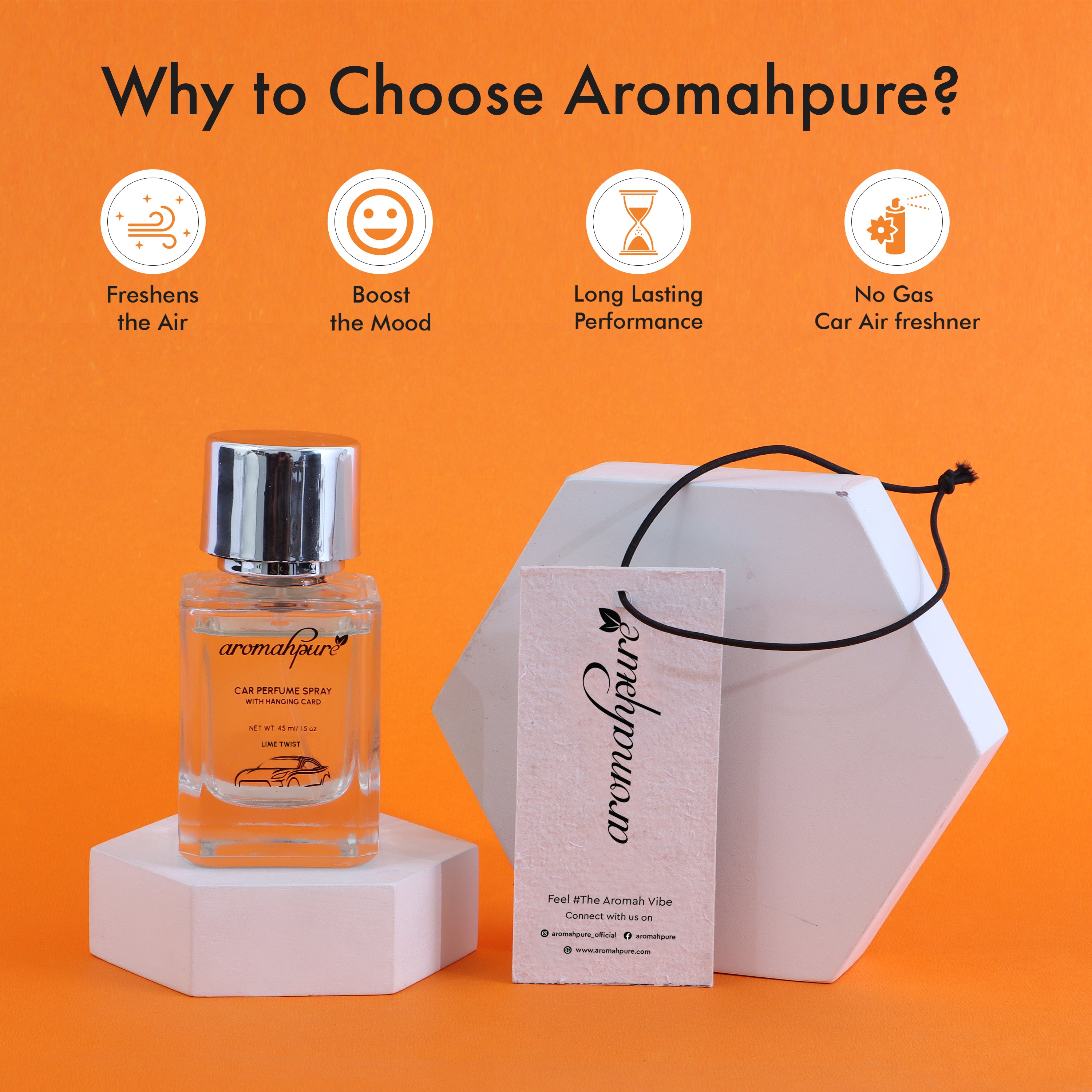 Buy Premium Car Perfume Spray with Hanging Card (Lemon and Mint) –  Aromahpure