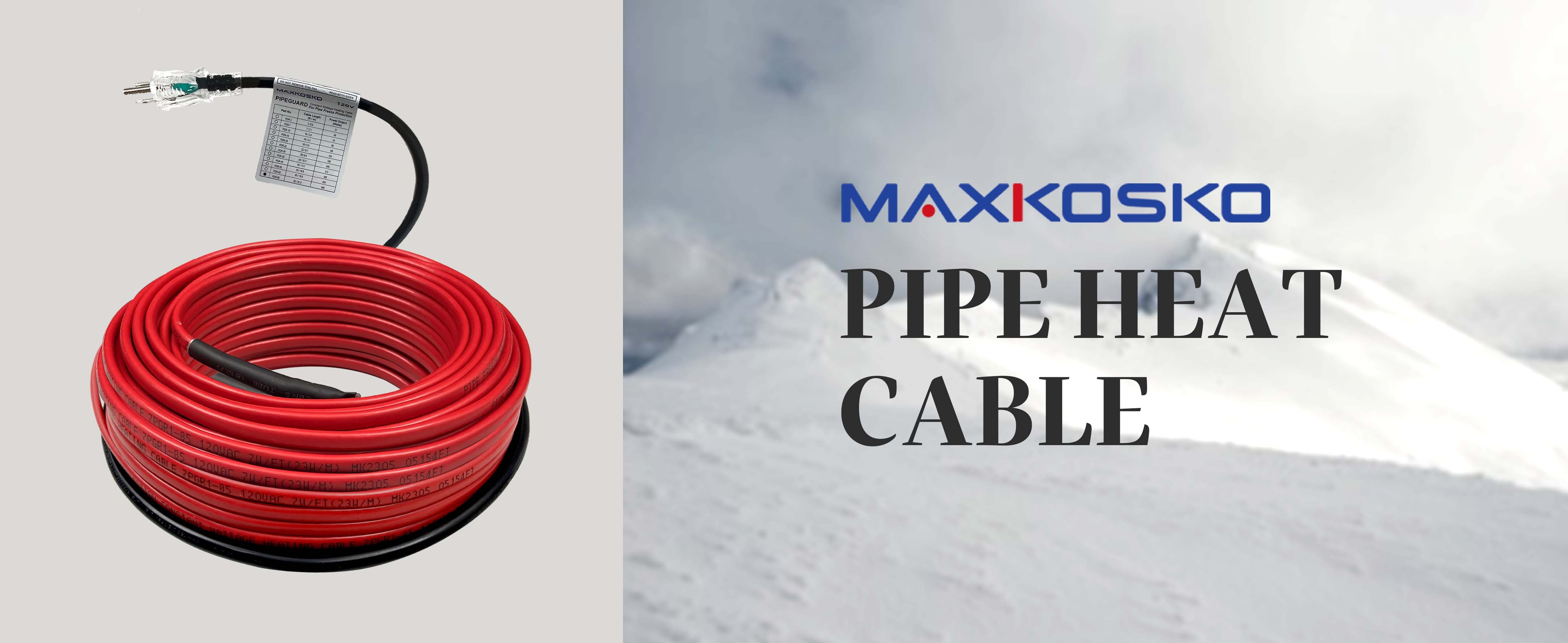 MAXKOSKO 6Ft. 120V Heat Tape for Water Pipes, Self-Regulating Heating Cable  for Metal And Plastic Pipes.