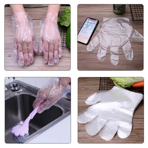 100pcs Clear Plastic Disposable Gloves Large Kitchen Food Preparing Handling Gloves For Cooking And Cleaning - Ziya Tongqu - Disposable Gloves For Food Handling
