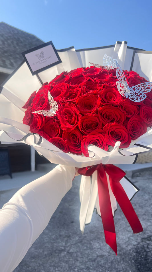 Elegant White Rose Bridal Bouquet–L & G Flower Shop, Diamond Pins For  Bouquets 