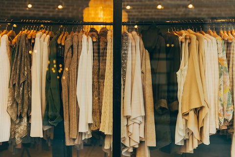 different clothes on a rack