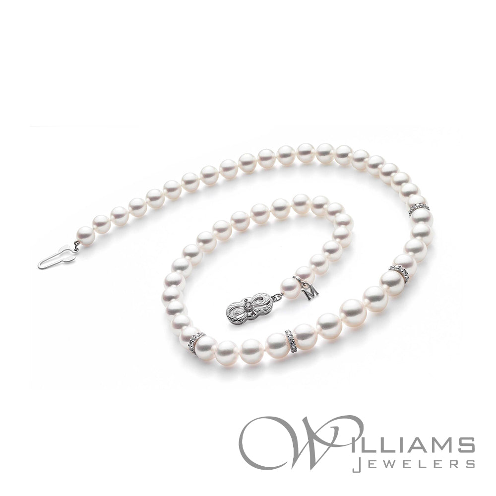 Mikimoto Pearl Cherry Blossom Station Necklace in Rose Gold