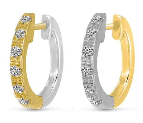 Brevani Yellow and White Gold Diamond huggies