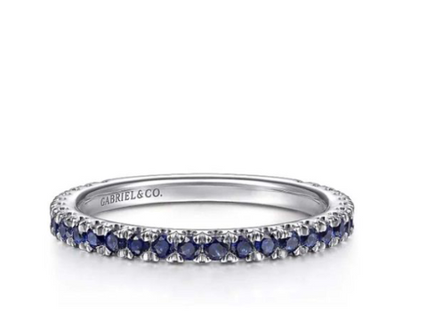 Gabriel & Co. 14-Karat White Gold Stackable Blue Sapphire Ring