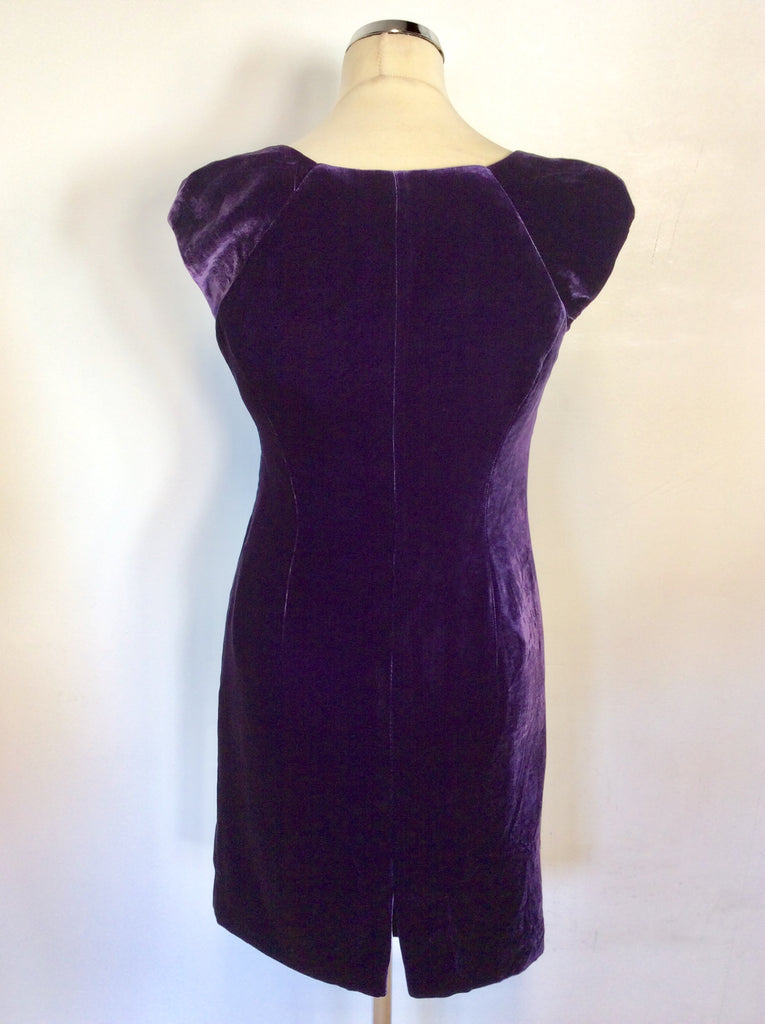 LK BENNETT PURPLE VELVET TINA PENCIL DRESS SIZE 12 ...