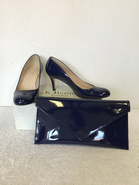 LK BENNETT OPAL NAVY PATENT LEATHER 