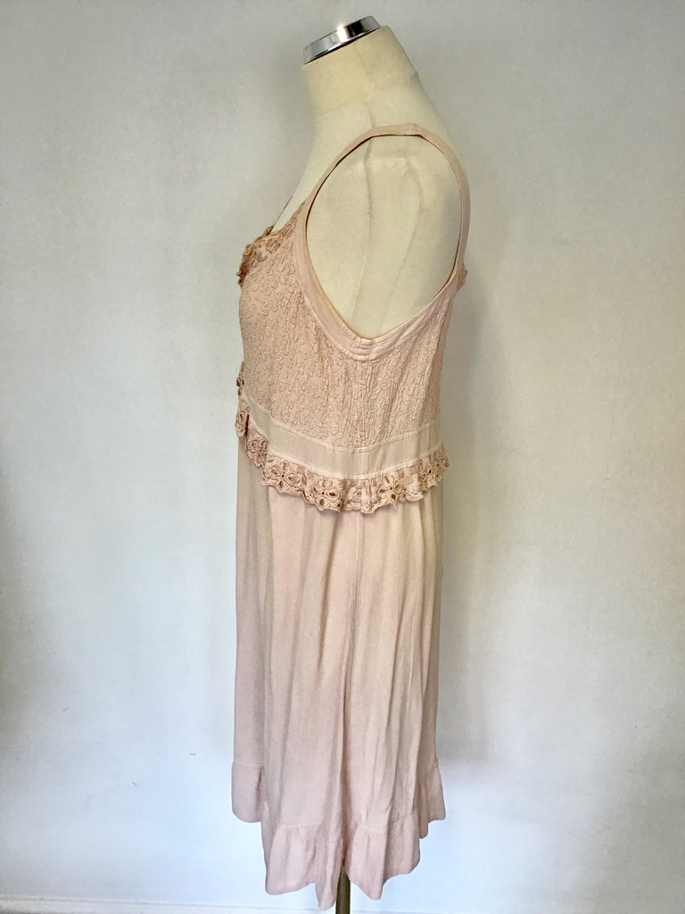 GHOST NUDE PINK EMBROIDERED DRESS SIZE LL UK 12/14 – Whispers Dress Agency